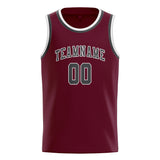Custom Crimson Red & Dark Grey Colors Design Sports Basketball Jersey