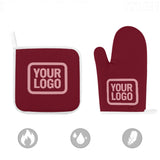 Custom Crimson Red  Light Pink Oven Mitt Set