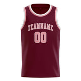 Custom Crimson Red & Light Pink Colors Design Sports Basketball Jersey