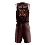 Custom Crimson Red Khaki Basketball Set