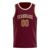 Custom Crimson Red & Khaki Colors Design Sports Basketball Jersey