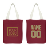 Custom Crimson Red Light Khaki Canvas Tote Bag
