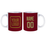 Custom Crimson Red Light Khaki Mug