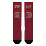 Custom Crimson Red Light Khaki Knee-High Sock