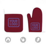 Custom Crimson Red  Light Purple Oven Mitt Set