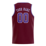 Custom Crimson Red & Light Purple Colors Design Sports Basketball Jersey