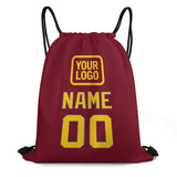 Custom Crimson Red Gold Drawstring Bag