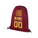 Custom Crimson Red Gold Drawstring Bag