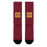 Custom Crimson Red Gold Knee-High Sock