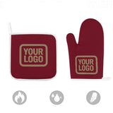 Custom Crimson Red  Light Khaki Oven Mitt Set