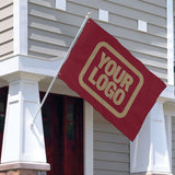 Custom Crimson Red Light Khaki Flag