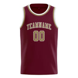 Custom Crimson Red & Light Khaki Colors Design Sports Basketball Jersey