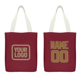 Custom Crimson Red Khaki Canvas Tote Bag