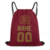 Custom Crimson Red Khaki Drawstring Bag