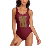 Custom Crimson Red Khaki Swimsuit