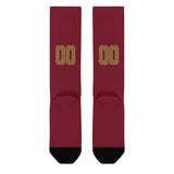 Custom Crimson Red Khaki Knee-High Sock