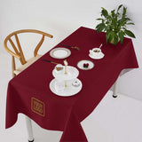 Custom Crimson Red Light Khaki Square Table Cloth