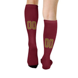 Custom Crimson Red Khaki Knee-High Sock