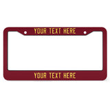 Custom Crimson Red Light Yellow License Plate Frame