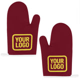 Custom Crimson Red  Light Yellow Oven Mitt Set