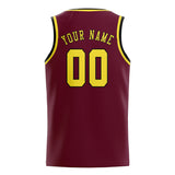 Custom Crimson Red & Light Yellow Colors Design Sports Basketball Jersey
