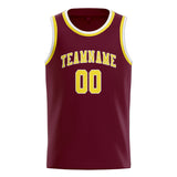 Custom Crimson Red & Light Yellow Colors Design Sports Basketball Jersey