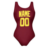 Custom Crimson Red Light Yellow Swimsuit