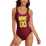 Custom Crimson Red Light Yellow Swimsuit