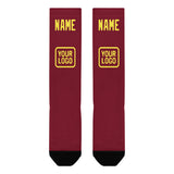 Custom Crimson Red Light Yellow Knee-High Sock