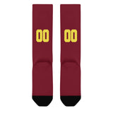 Custom Crimson Red Light Yellow Knee-High Sock
