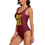 Custom Crimson Red Light Yellow Swimsuit