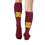 Custom Crimson Red Light Yellow Knee-High Sock