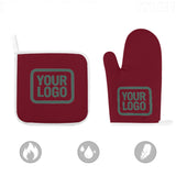 Custom Crimson Red  Blue Green Oven Mitt Set