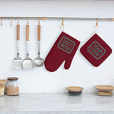Custom Crimson Red  Blue Green Oven Mitt Set