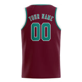 Custom Crimson Red & Blue Green Colors Design Sports Basketball Jersey