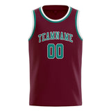 Custom Crimson Red & Blue Green Colors Design Sports Basketball Jersey