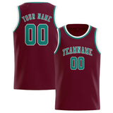 Custom Crimson Red & Blue Green Colors Design Sports Basketball Jersey