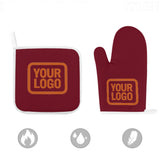 Custom Crimson Red  Orange Oven Mitt Set