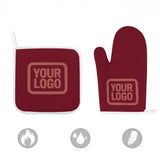 Custom Crimson Red  Copper Rose Oven Mitt Set