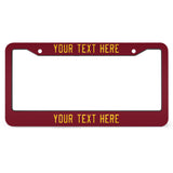 Custom Crimson Red Gold License Plate Frame