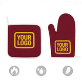 Custom Crimson Red  Gold Oven Mitt Set