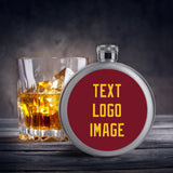 Custom Crimson Red Gold Hip Flask