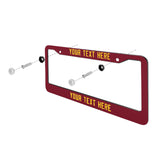 Custom Crimson Red Gold License Plate Frame