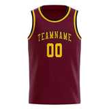 Custom Crimson Red & Gold Colors Design Sports Basketball Jersey