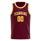 Custom Crimson Red & Gold Colors Design Sports Basketball Jersey