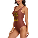Custom Coral Red Yellow Swimsuit