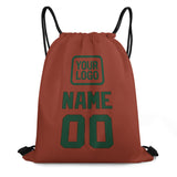 Custom Coral Red Green Drawstring Bag