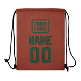 Custom Coral Red Green Drawstring Bag