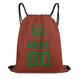 Custom Coral Red Emerald Green Drawstring Bag