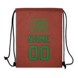 Custom Coral Red Emerald Green Drawstring Bag